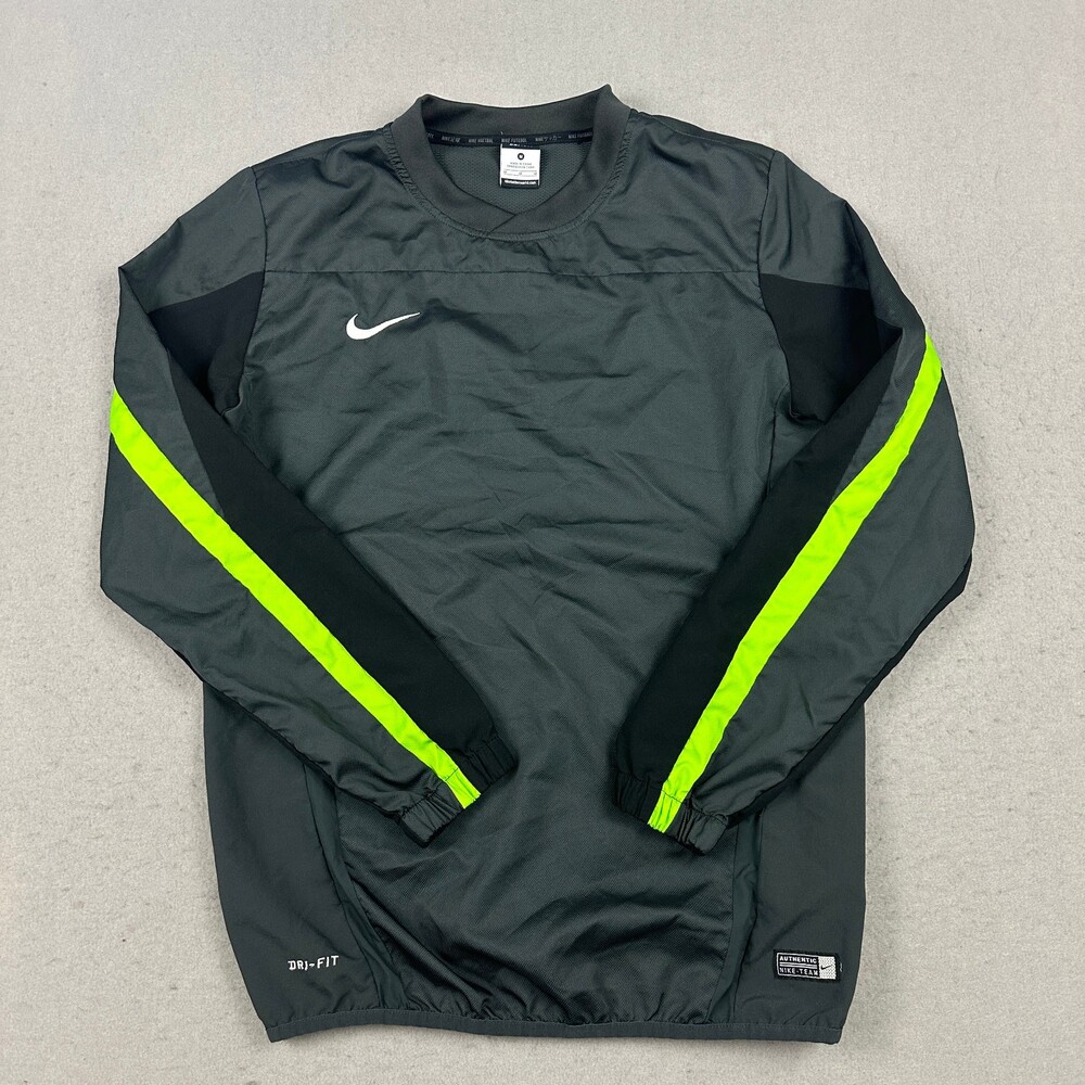 Nike Team Jacket Men Medium Black Green Soccer Pullover Dri Fit Lightweight M